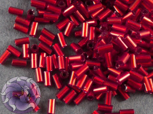 Стеклярус TOHO bugle #1 3мм Silver-Lined Frosted Ruby
