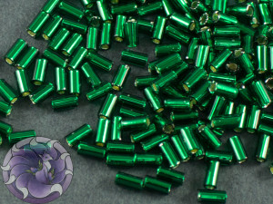 Стеклярус TOHO bugle #1 3мм Silver-Lined Green Emerald