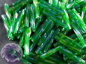 Стеклярус кручений 2*12мм Miyuki Transparent Green AB