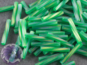 Стеклярус кручений 2*12мм Miyuki Matte Transparent Green AB