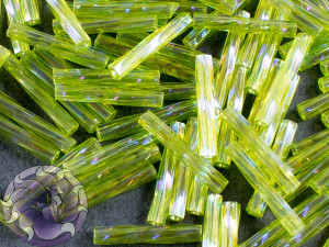 Стеклярус кручений 2*12мм Miyuki Transparent Chartreuse AB