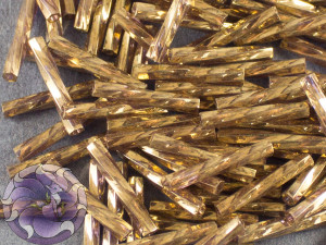 TW2012-1285 Бісер 5г Miyuki стеклярус кручений, Розмір 20х12мм, Колір Gold Antiqued Tr Amethyst 
