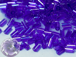 Стеклярус 5г TOHO bugle #1 3мм Transparent-Rainbow Cobalt