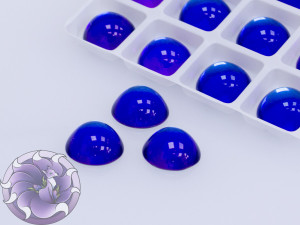 Кабошон скло круглий 14мм Колір Bermuda Blue
