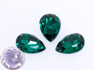 Кристал скло К9 Крапля 25х18мм колір Emerald