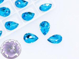 Кристали скло К9 Крапля 14х10мм колір Aquamarine