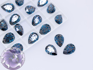 Кристали скло К9 Крапля 14х10мм колір Aquamarine Black Patina