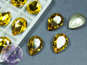 Кристал Крапля К9 скло 18х13мм колір Light Topaz