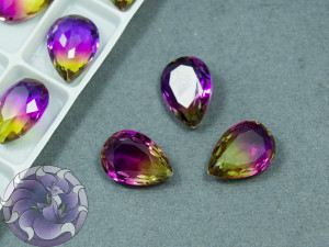 Кристали скло К9 Крапля 14х10мм колір турмалін Violet Topaz 008TO