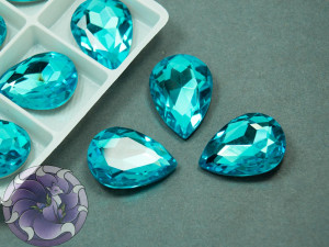 Кристал скло К9 Крапля 25х18мм колір Aquamarine