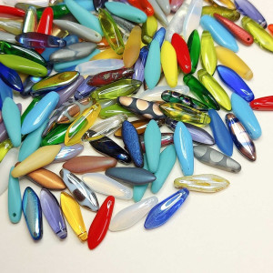 1-hole Glass Daggers 5x16mm Color Mix