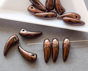 Czech Tooth Dagger Beads 16*6mm Dark Bronze