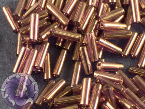 Стеклярус TOHO bugle #2 6мм Gold-Lustered Lt Amethyst